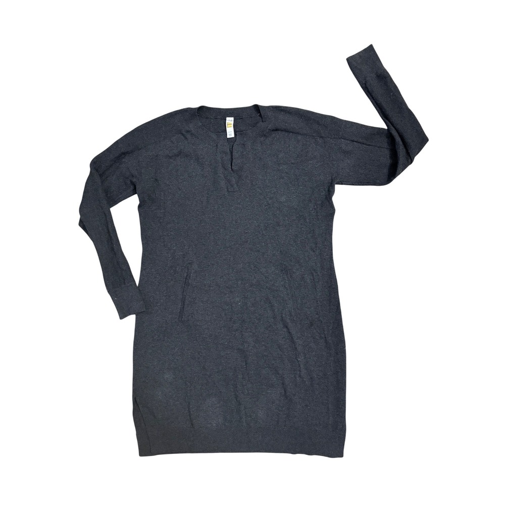 Lole Dark Gray Long Sleeve V-Neck Casual‎ Sweater Dress Pockets XL